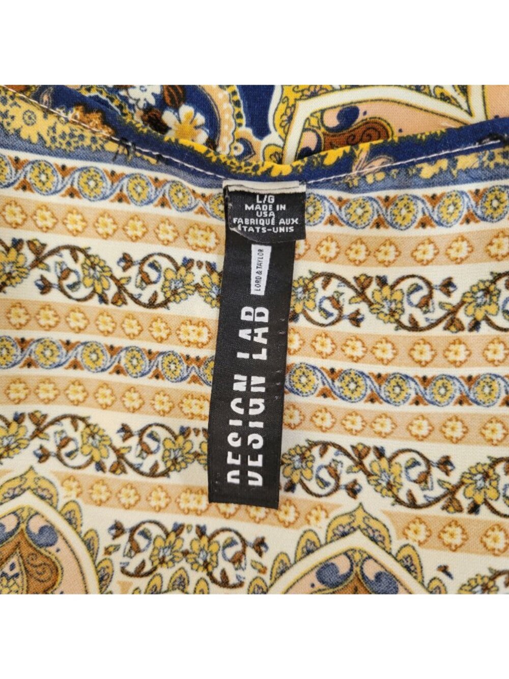 Design Lab Lord & Taylor Women's Paisley Kimono Cardigan Jacket Mustard/Navy Lar - Picture 3 of 6